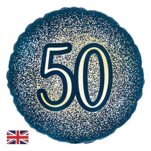 Navy Gold Glitter 50th Birthday Balloon